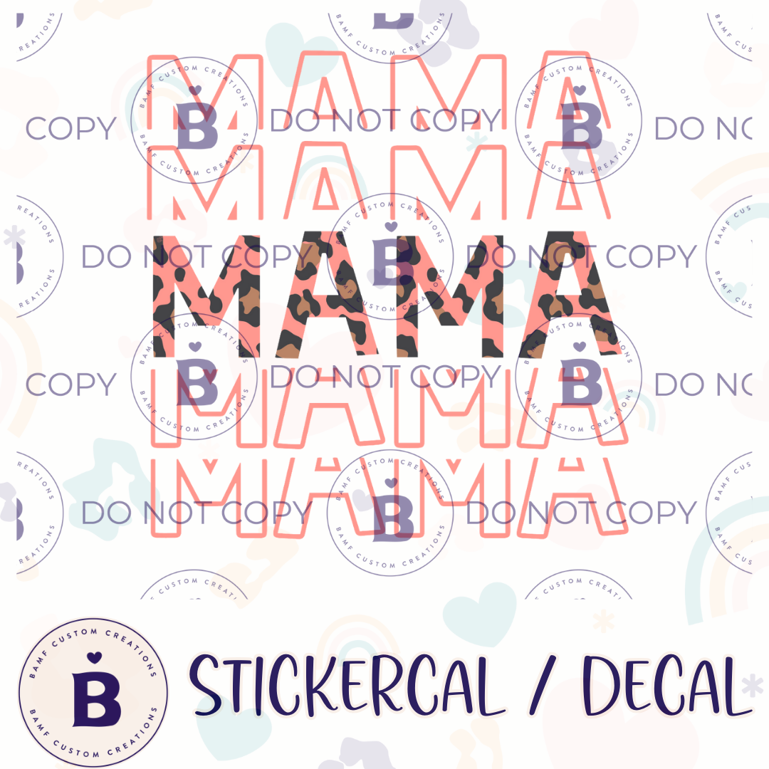 0005 | Mama Stacked Pink Leopard | Stickercal