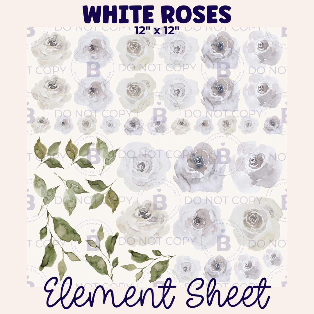 E002 | White Rose Floral | Element Sheet