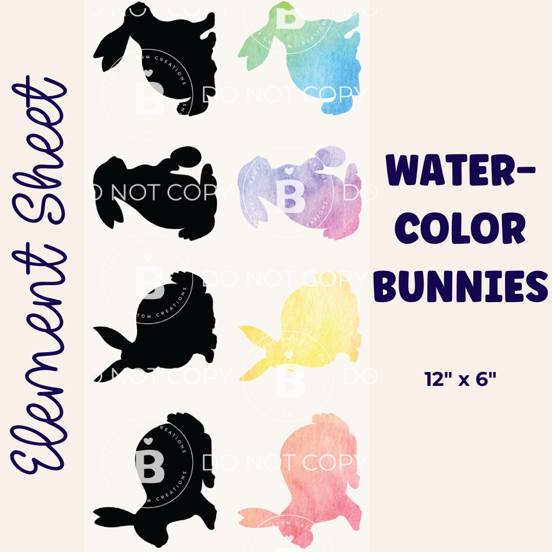 E011 | Silhouette + Watercolor Bunnies | Element Sheet