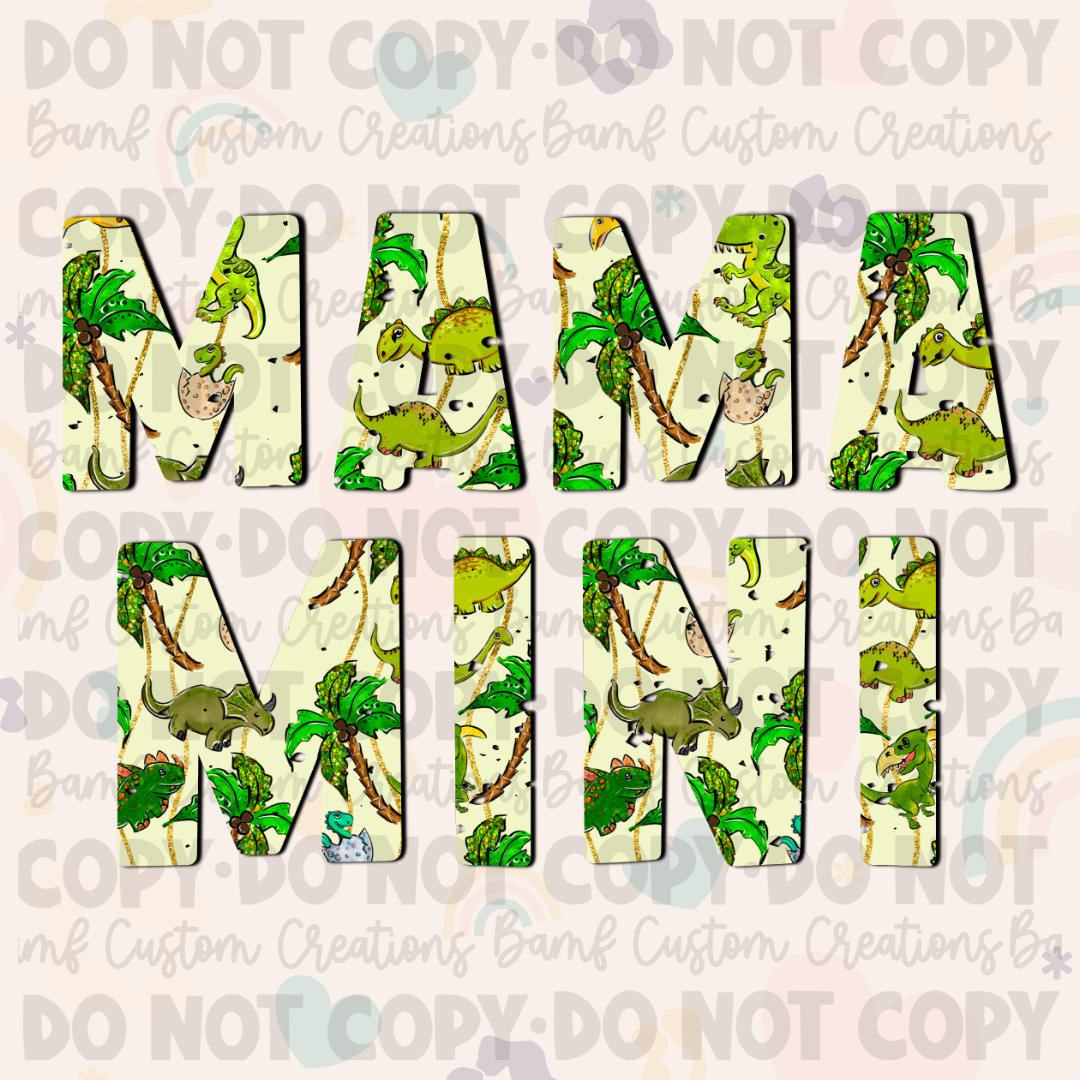 0317 | Green Dino Mama + Mini | Stickercal
