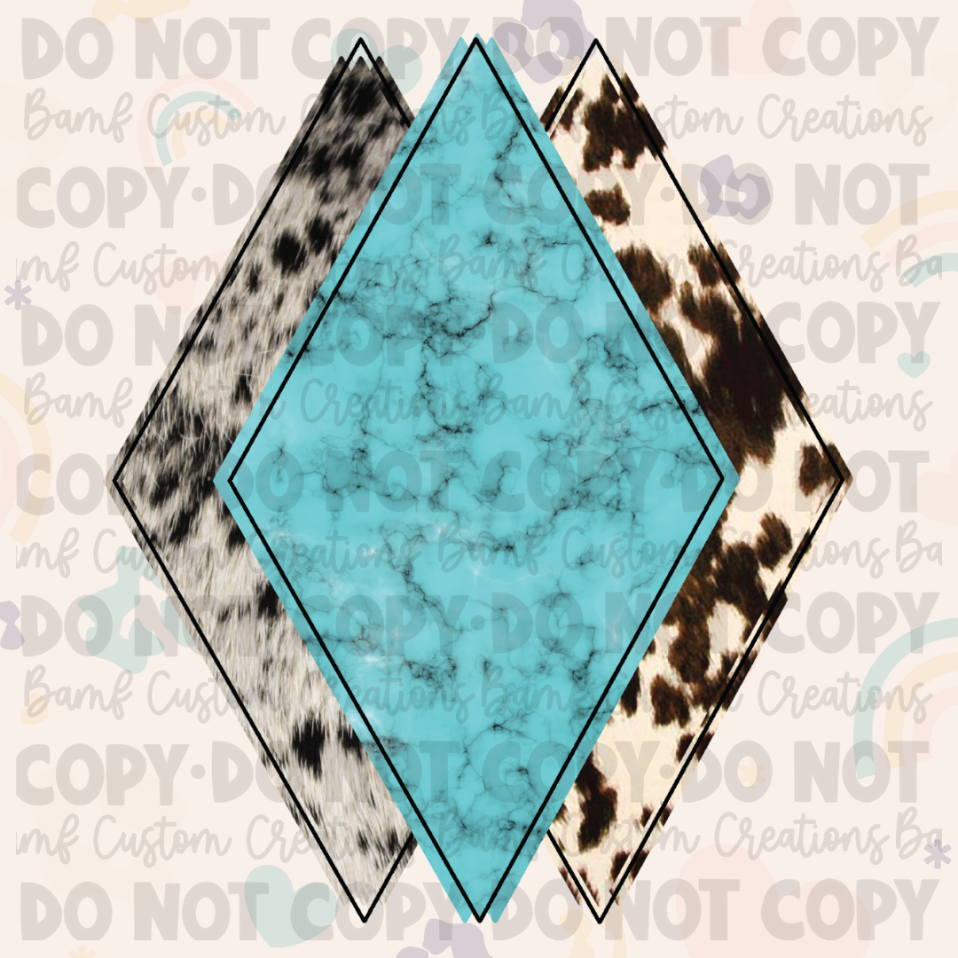 0567 | Turquoise Cowhide Diamond Background | Stickercal