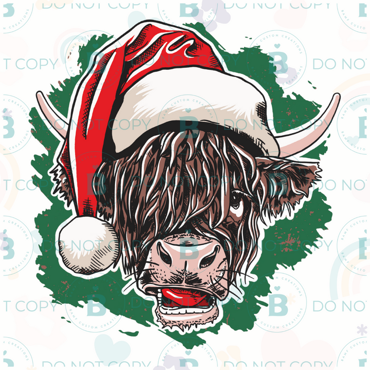0712 | Holiday Highland Cow | Stickercal