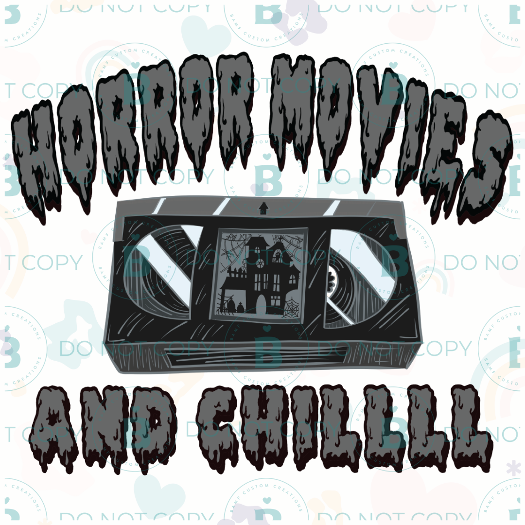 0763 | Horrow Movies & Chill (Black & White) | Stickercal