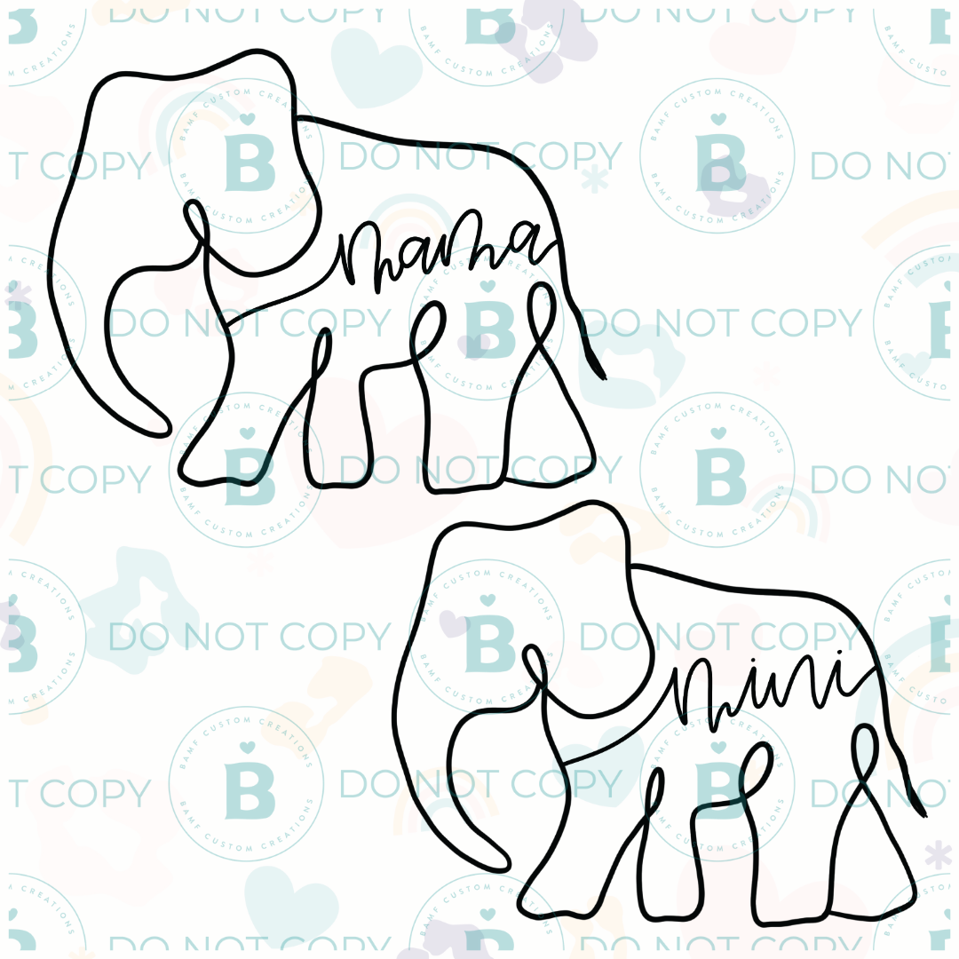 0793 | Mama & Mini Elephants | Stickercal