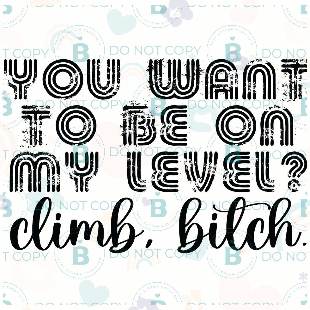 0893 | You Want to be on My Level? Climb, Bitch | Stickercal