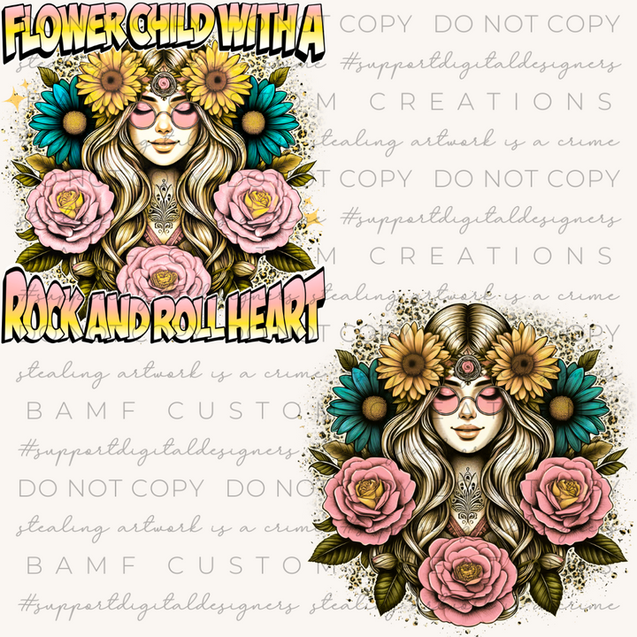 0990 | Flower Child with a Rock n' Roll Heart | Stickercal