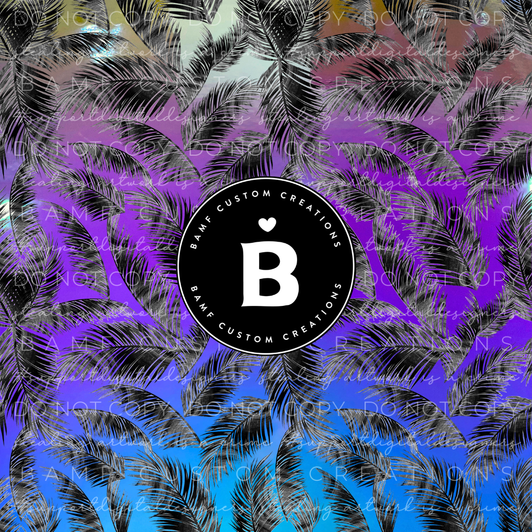 2171MBT | Black Palm Leaves | Transparent Opal Vinyl