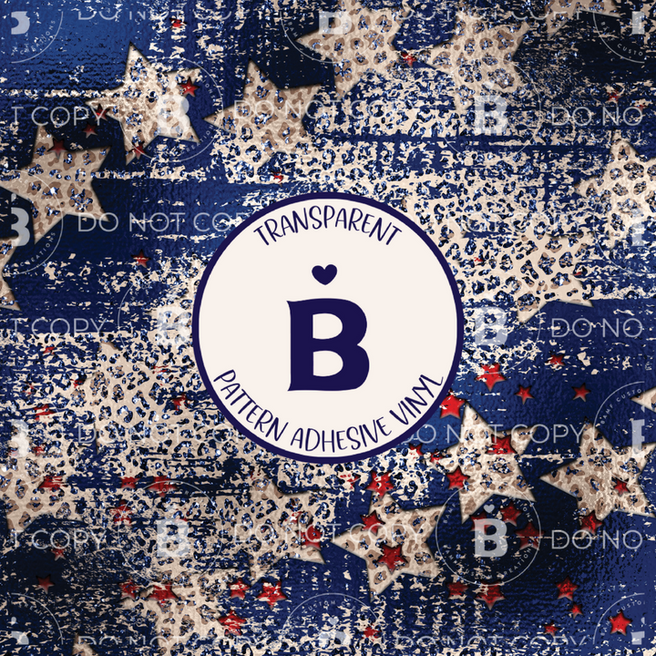 2194 | Blue, Stars & Leopard | Pattern Vinyl