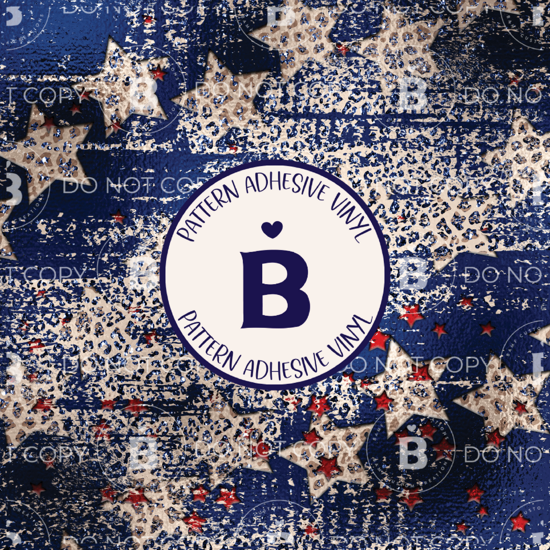 2194 | Blue, Stars & Leopard | Pattern Vinyl