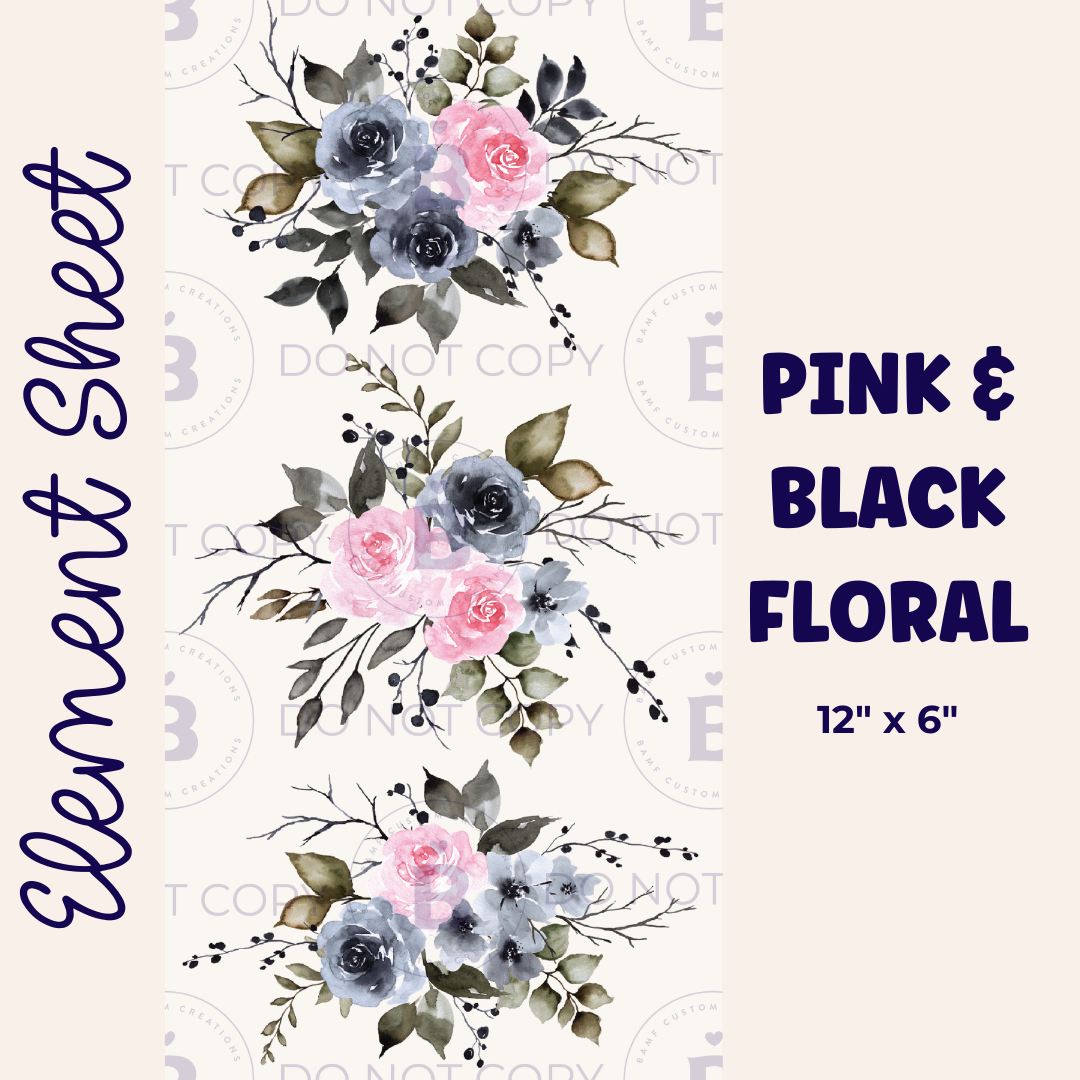 E006 | Pink & Black Floral | Element Sheet