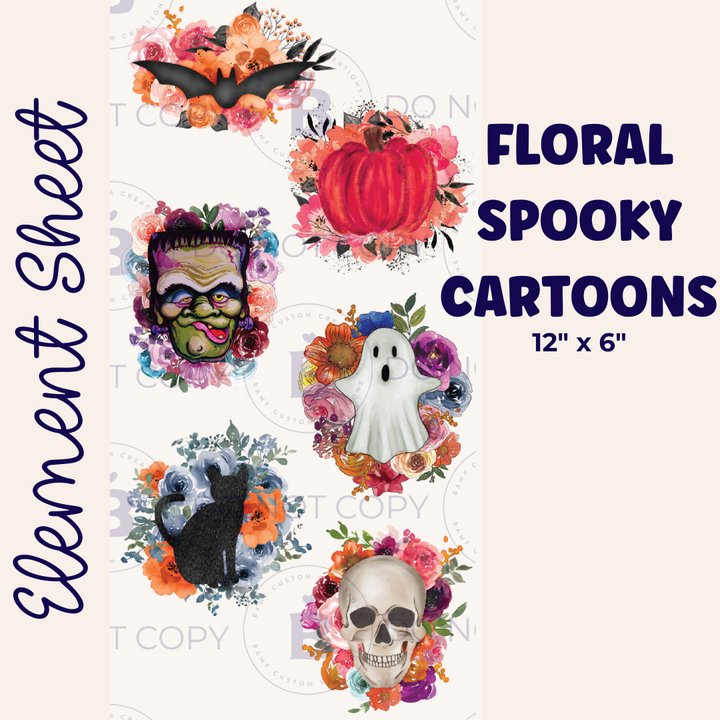 E026 | Spooky Floral Cartoons | Element Sheet