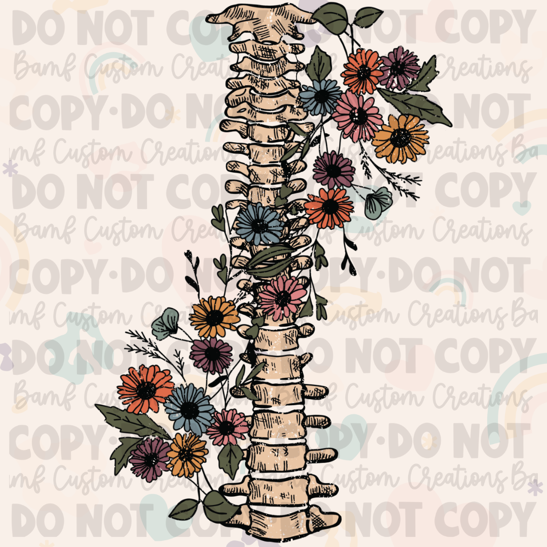 0314 | Floral Skellie Spine | Stickercal