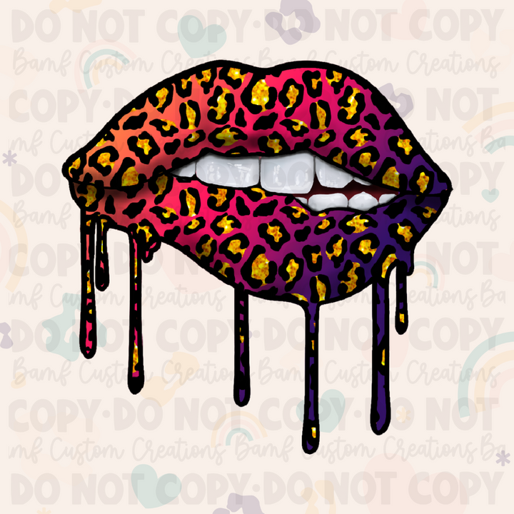 0077 | Leopard Drip Lips | 2 Designs | Stickercal