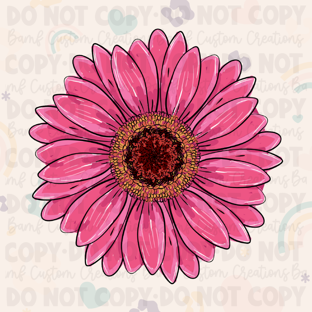0080 | Pink Gerbera Flower | 2 Sizes | Stickercal