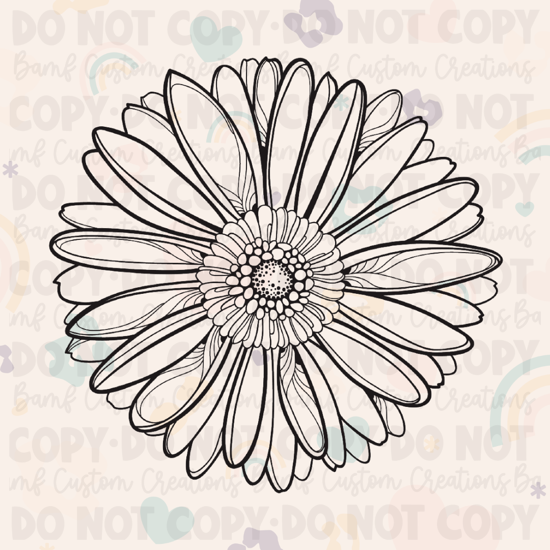 0081 | Black Sketch Gerbera Flower | 2 Sizes | Stickercal