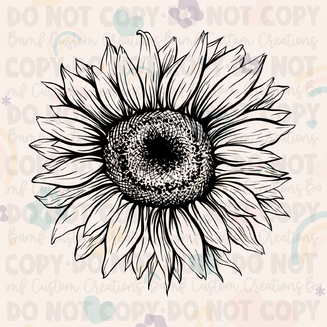 0082 | Black Sketch Sunflower | 2 Sizes | Stickercal – BAMF Custom ...