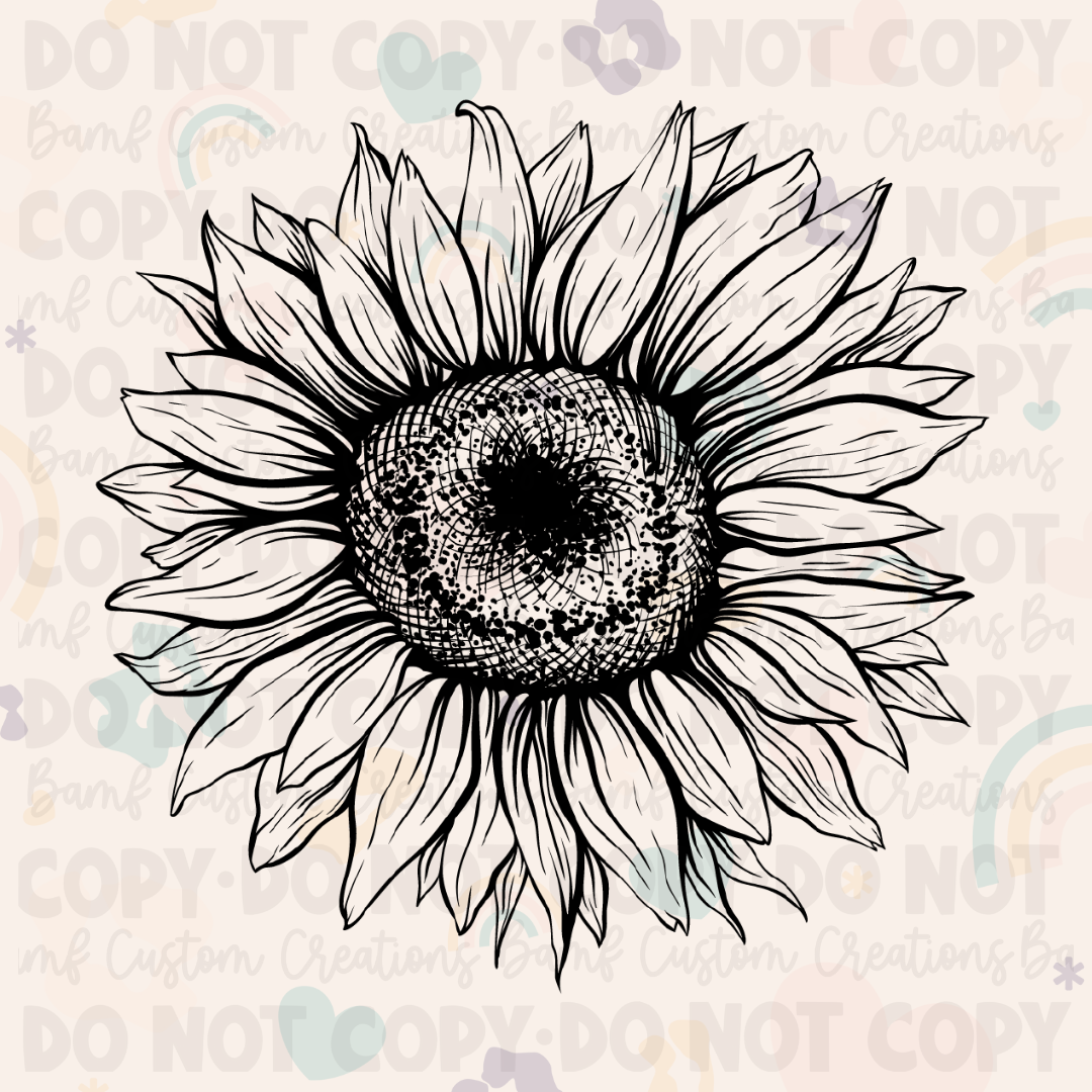 0082 | Black Sketch Sunflower | 2 Sizes | Stickercal