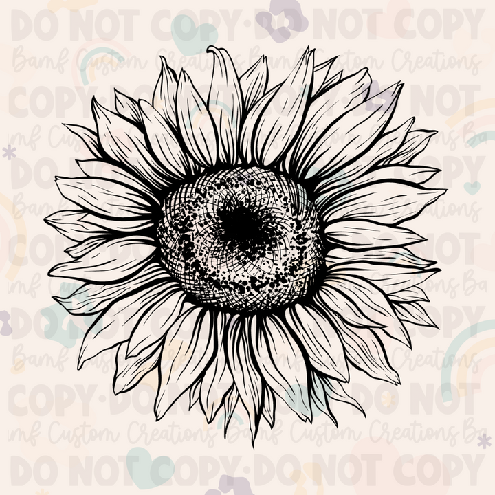 0082 | Black Sketch Sunflower | 2 Sizes | Stickercal