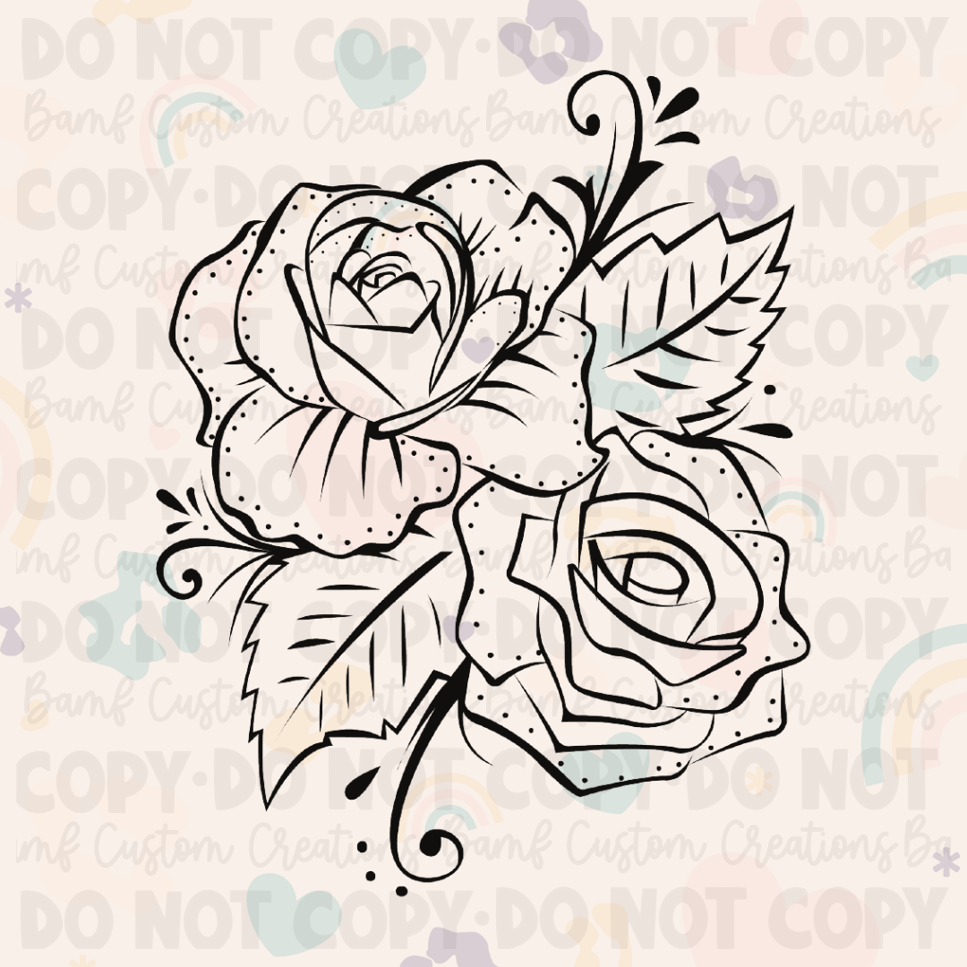0083 | Black Sketch Rose | Stickercal