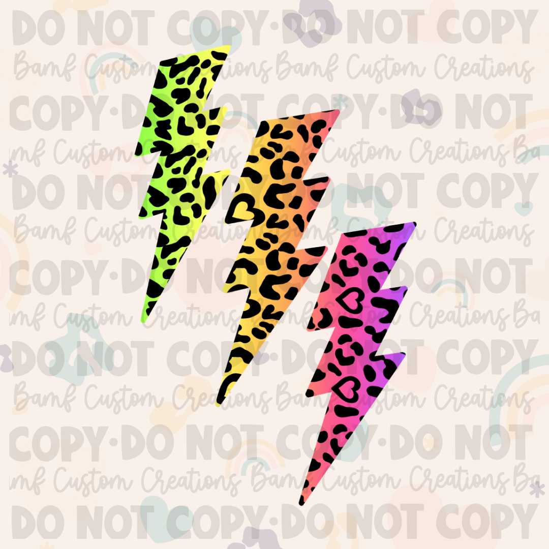 0110 | Leopard Tie Dye Lightning Bolts | Stickercal