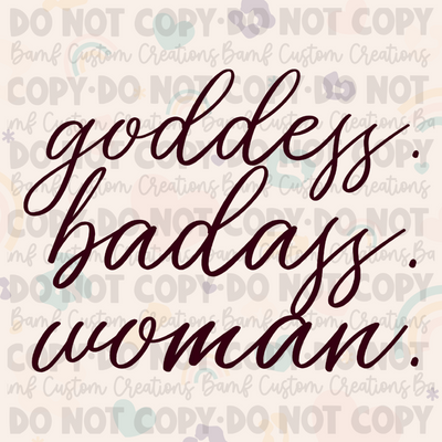 0296 | Goddess. Badass. Woman. | Stickercal