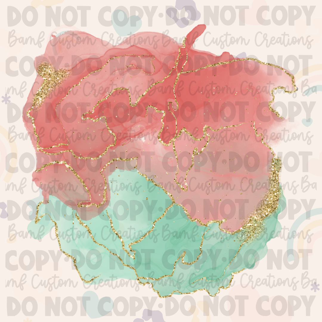 0126 | Peach + Teal Watercolor Splotch | Stickercal