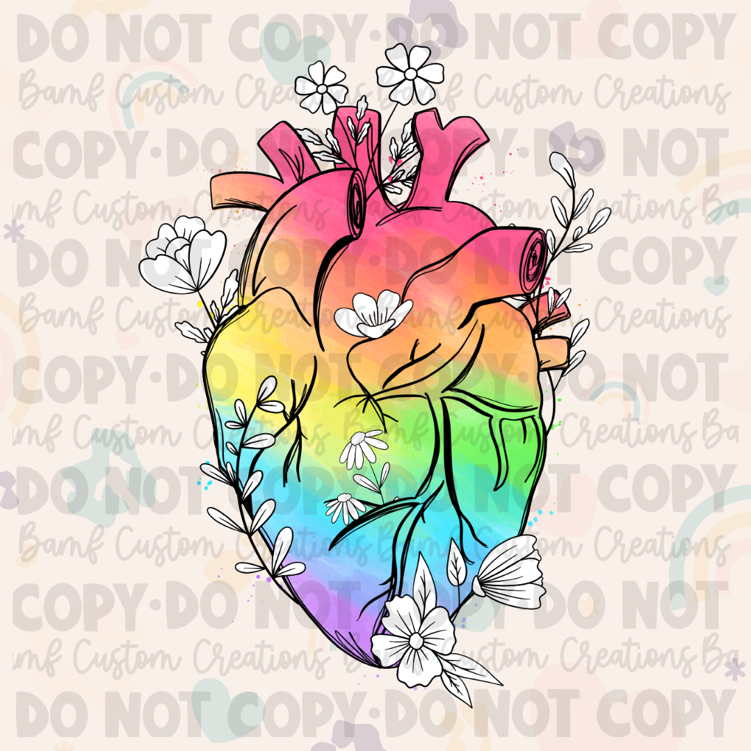 0304 | Floral Rainbow Heart | Stickercal