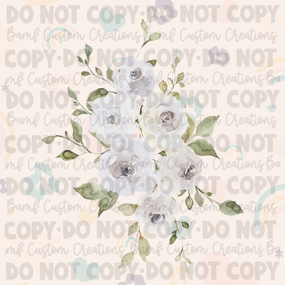 0138 | White Roses Floral Bouquet | Stickercal