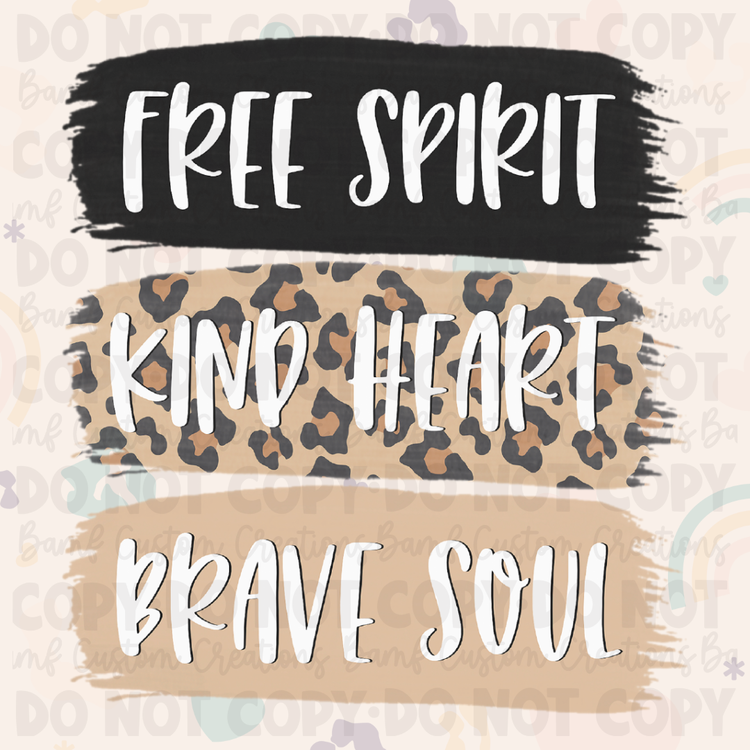 0020 | Free Spirit Kind Heart Brave Soul | Stickercal