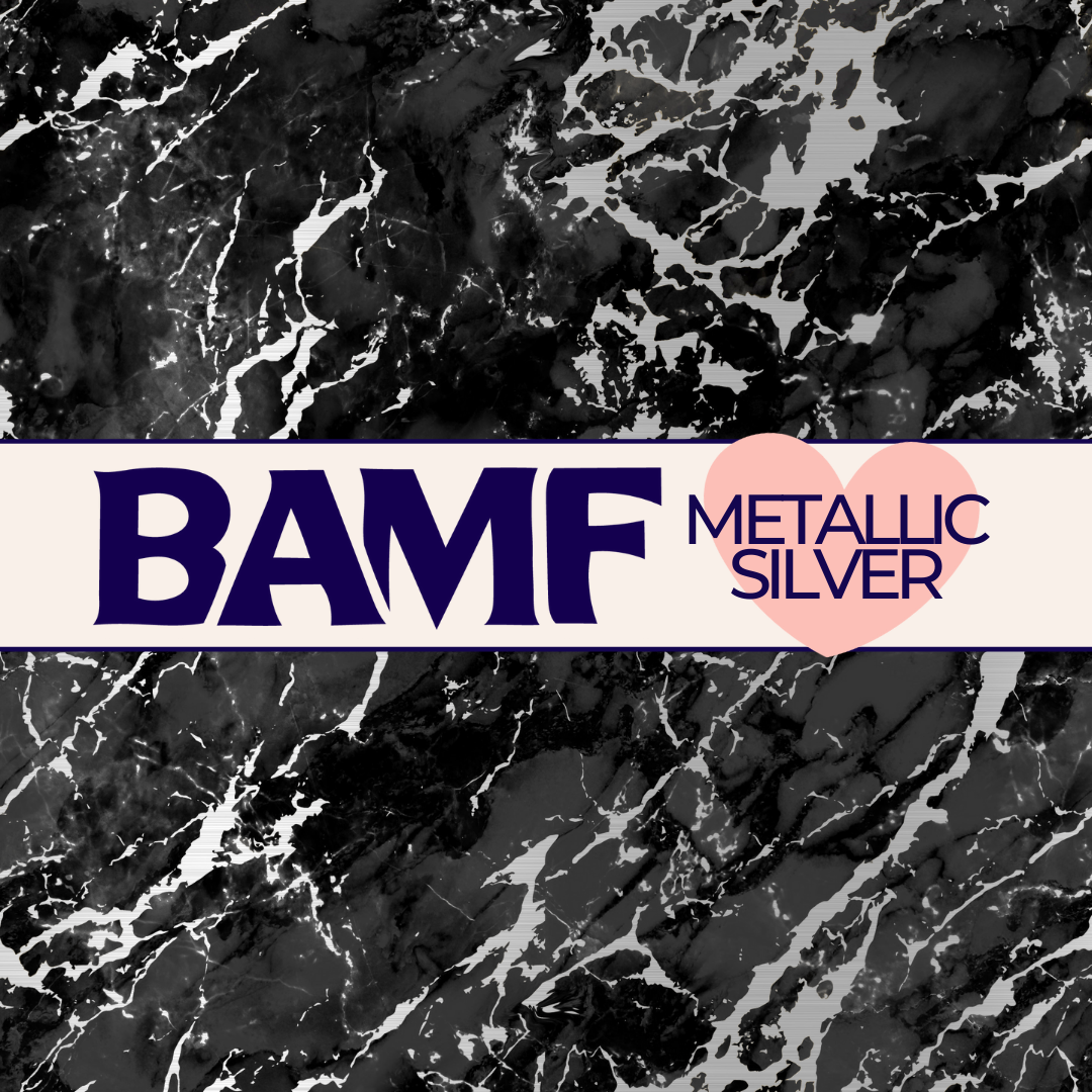 2184MS | Black Marble | Metallic Silver Vinyl