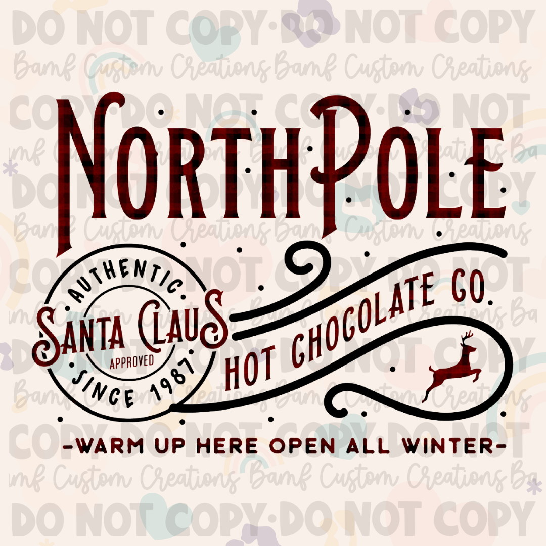 0173 | Hot Cocoa Tumbler Label | North Pole Hot Chocolate | Stickercal