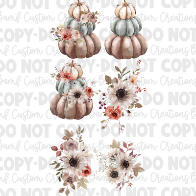 3008 | Fall Floral Pumpkin | Stickercal Sheet
