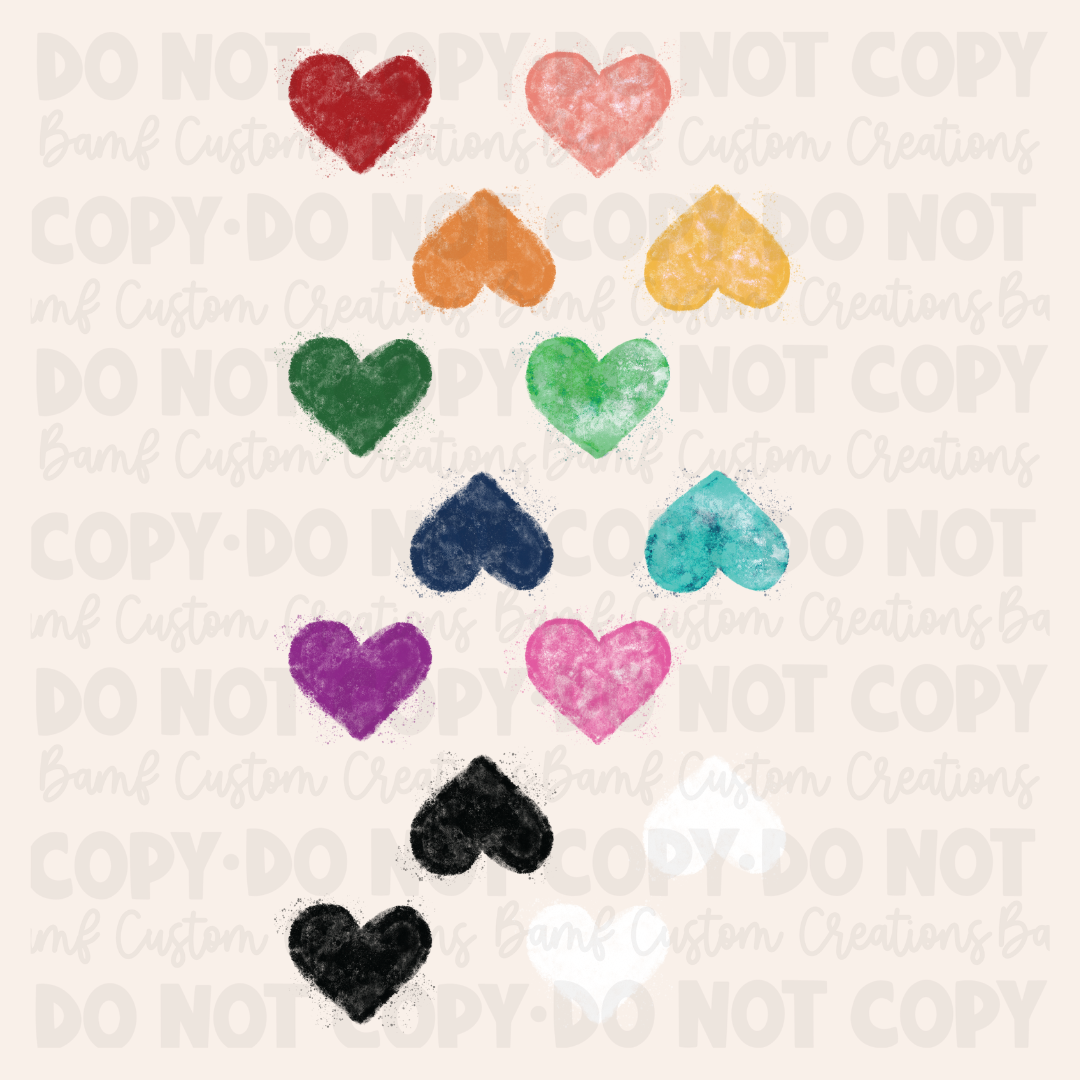 E038 | Watercolor Hearts | Element Sheet