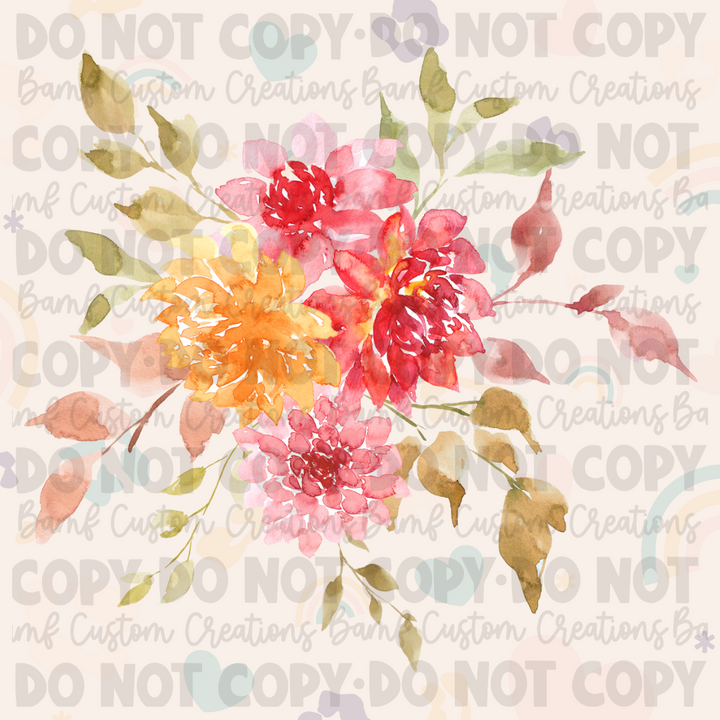 0159 | Spring Dahlia Floral Bouquet | Stickercal