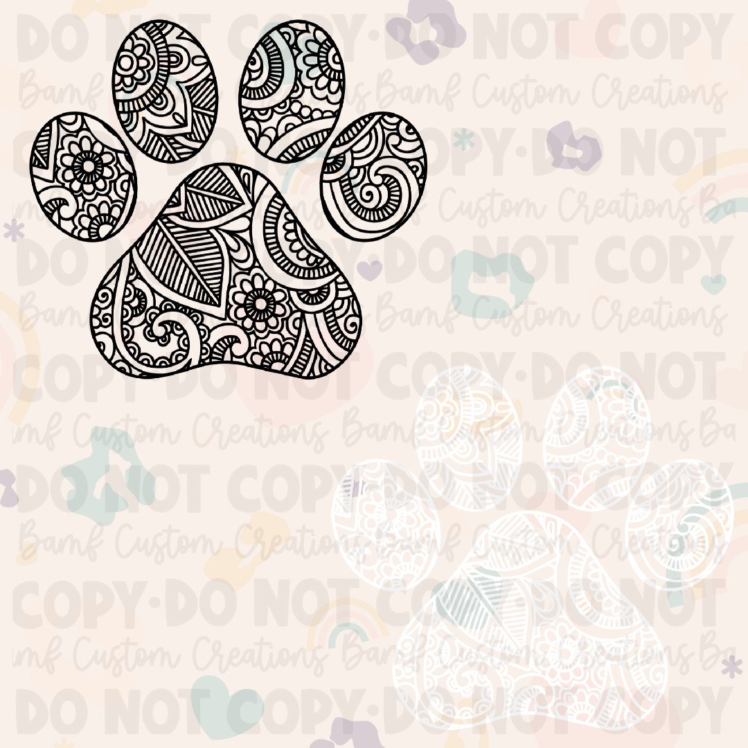 0039 | Mandela/Zentangle Paw Print | Stickercal
