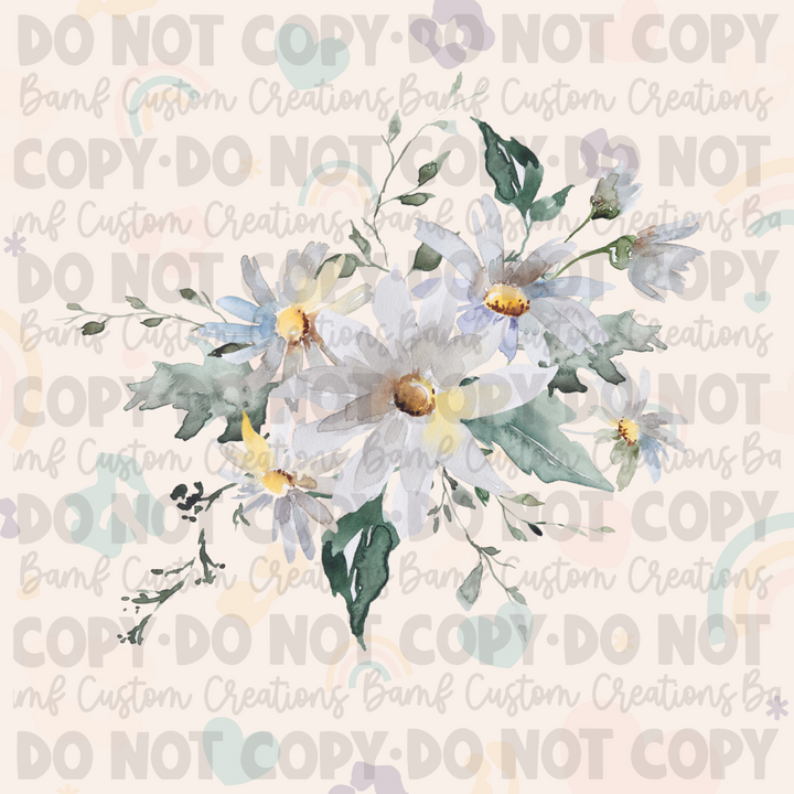 0160 | White Daisies Floral Bouquet | Stickercal